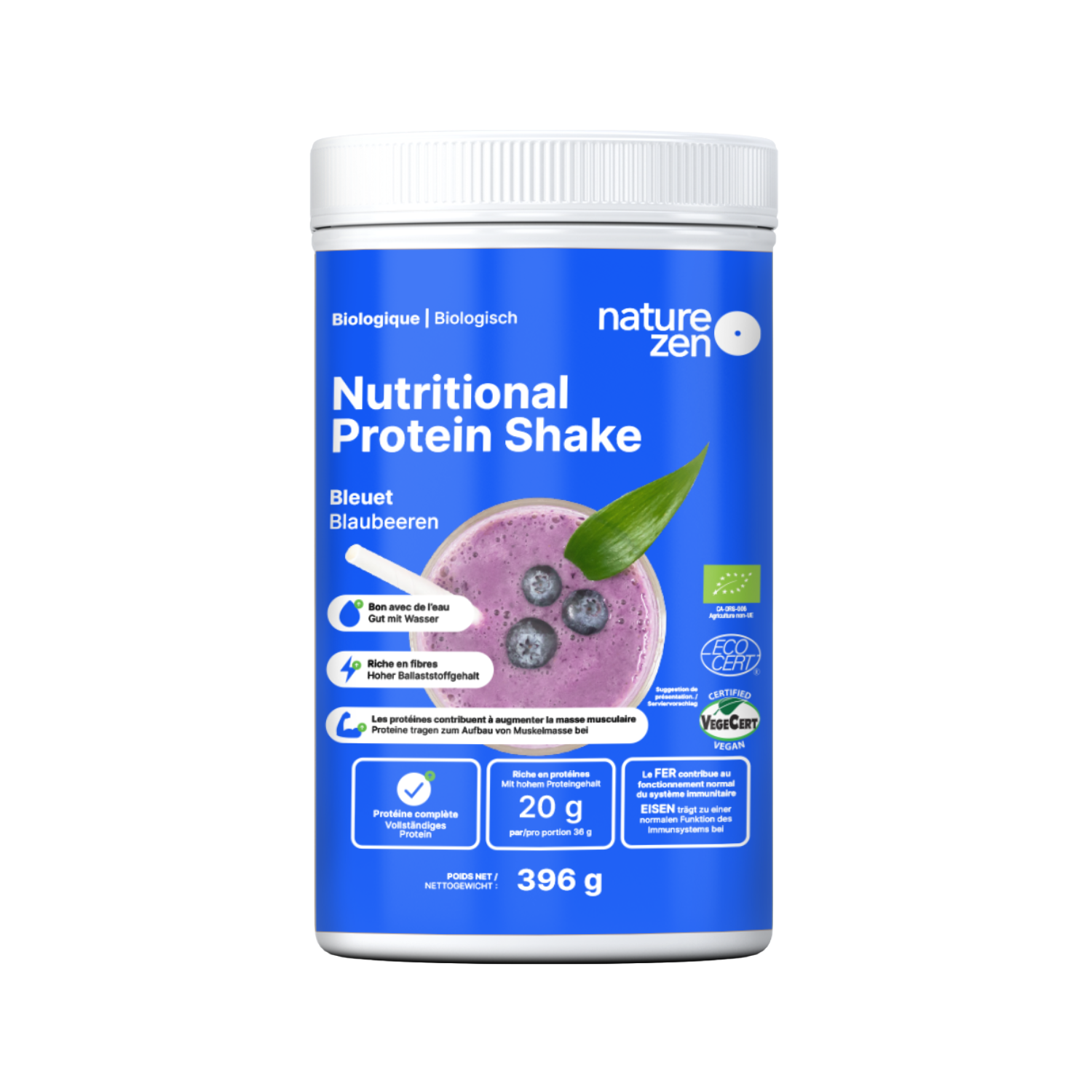 Bio Veganes Nährstoff-Proteinshake-Pulver | Nature Zen Essentials - Heidelbeere