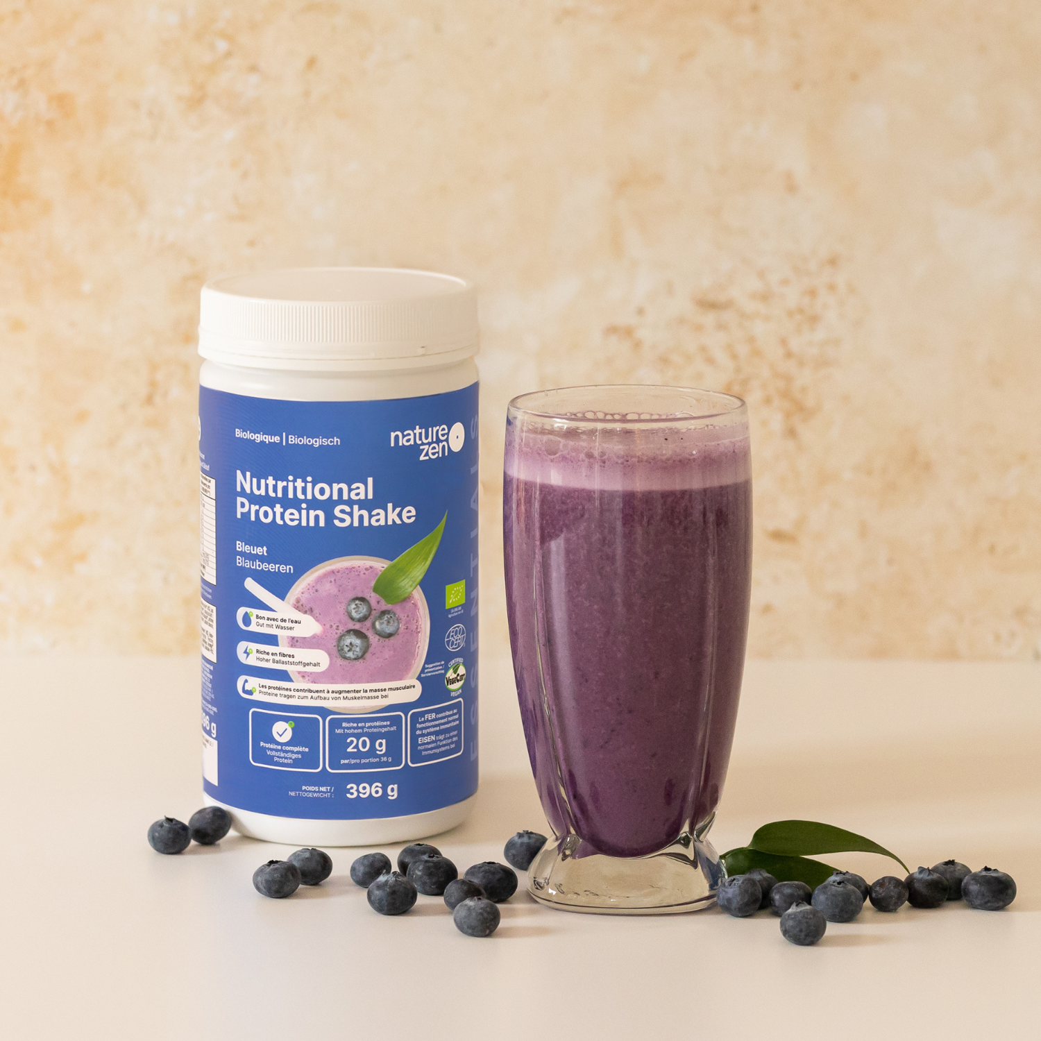 Bio Veganes Nährstoff-Proteinshake-Pulver | Nature Zen Essentials - Heidelbeere