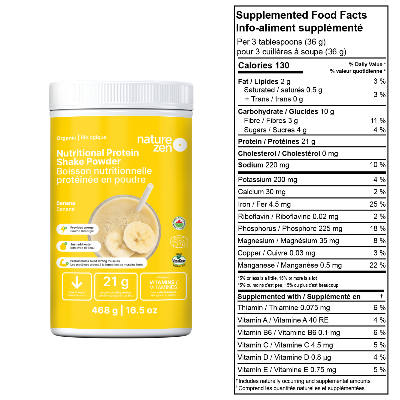 Nature Zen Essentials - Organic Plant-Based Protein Powder - Banana