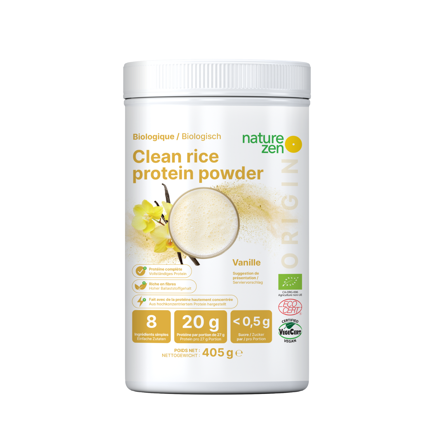 Nature Zen Origin - Organic Rice Protein Powder - Vanilla