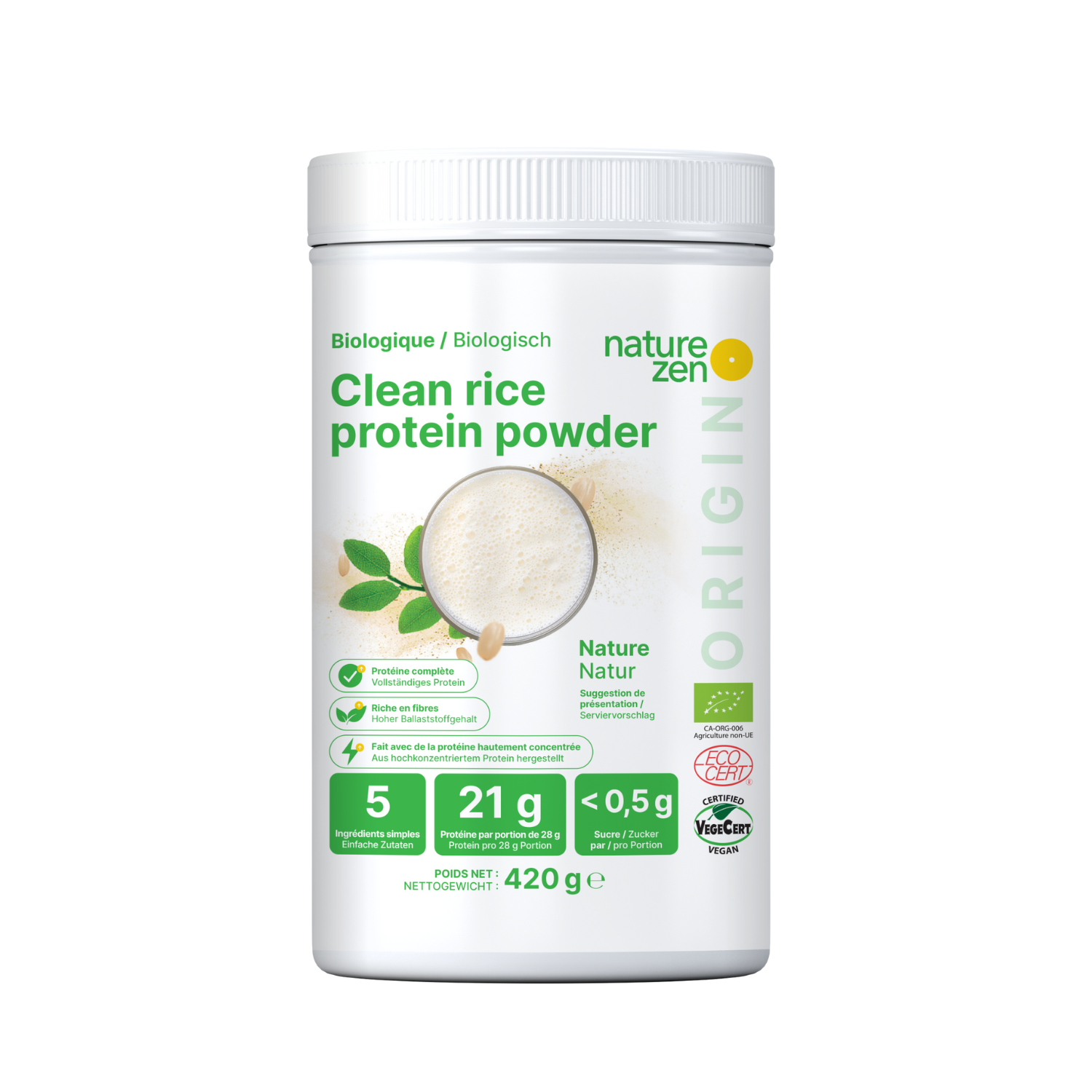 Nature Zen Origin - Organic Rice Protein Powder - Natural Velvet