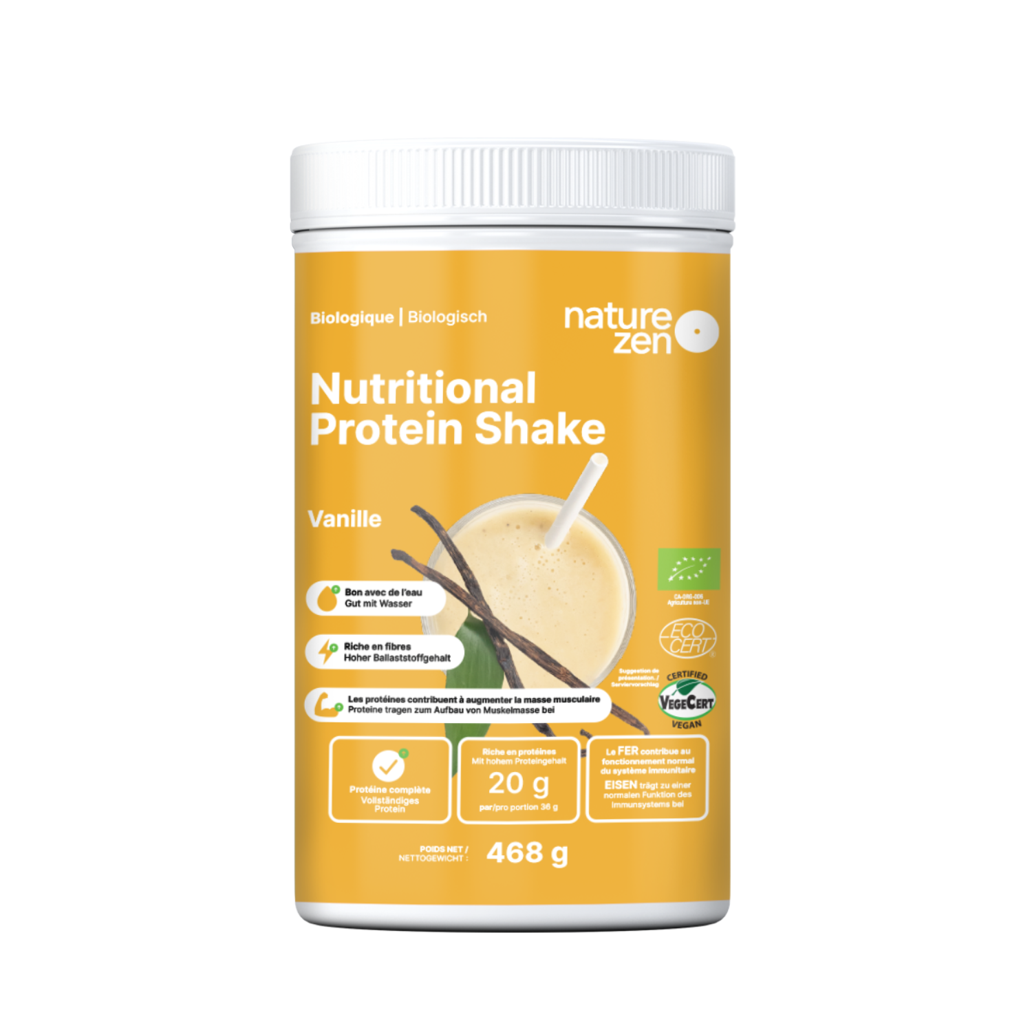 Bio Veganes Nährstoff-Proteinshake-Pulver | Nature Zen Essentials - Vanille