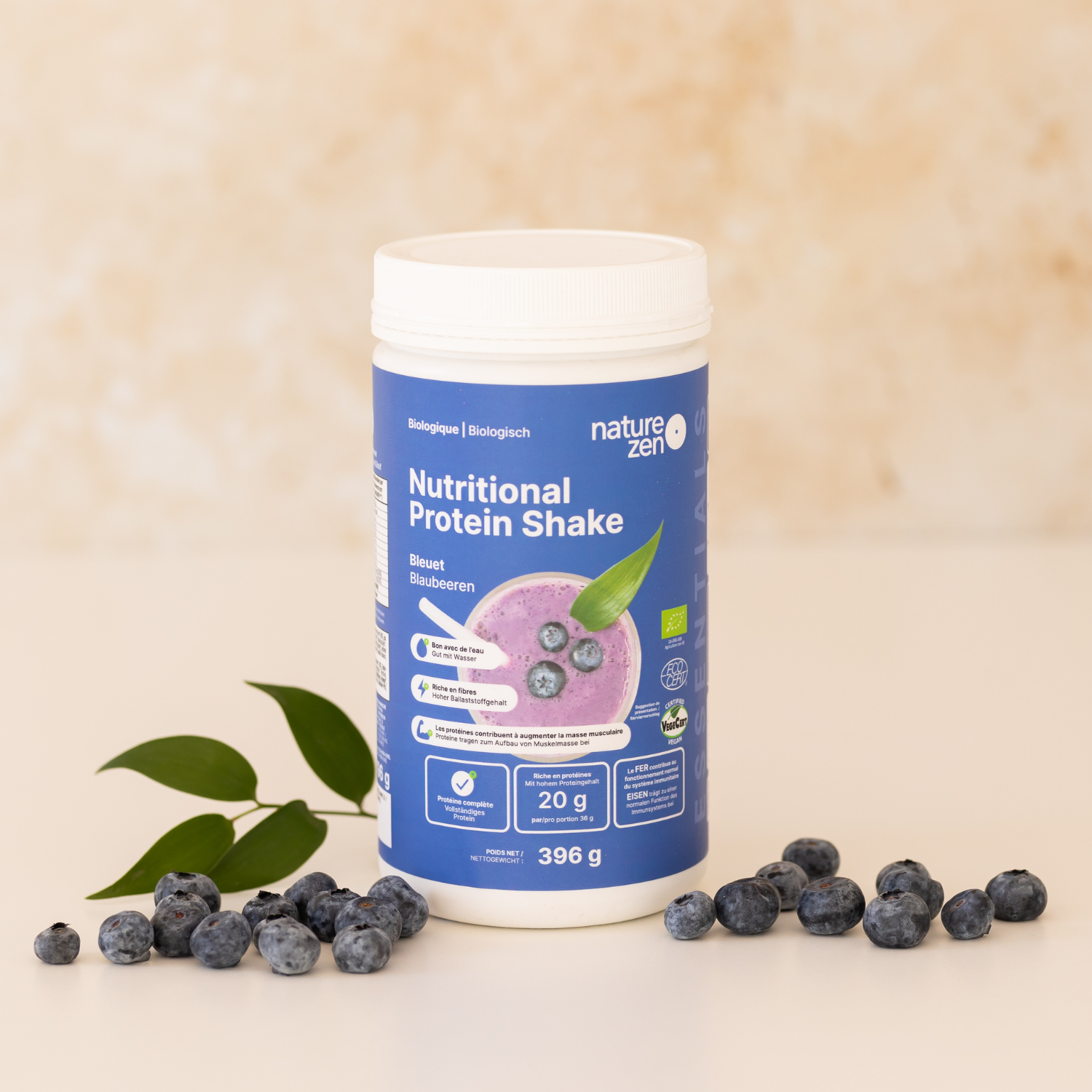 Bio Veganes Nährstoff-Proteinshake-Pulver | Nature Zen Essentials - Heidelbeere