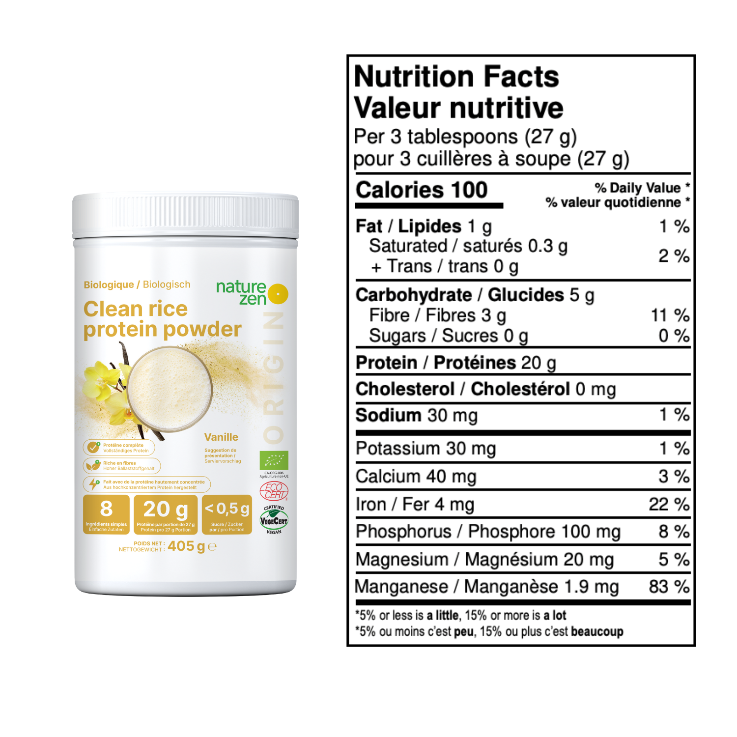 Nature Zen Origin - Organic Rice Protein Powder - Vanilla