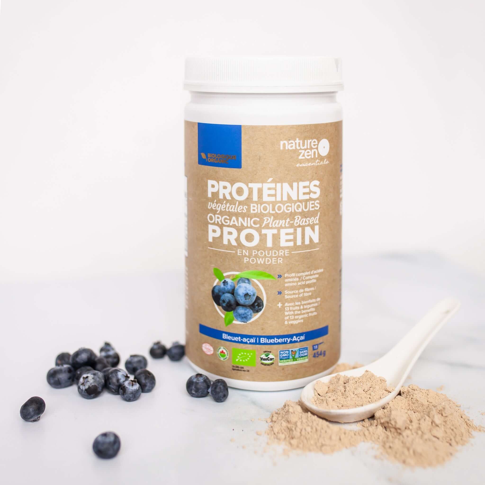 Nature Zen Essentials - Organic Plant-Based Blueberry-Açaï Protein Powder (blueberries)