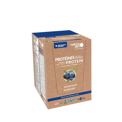 Nature Zen Essentials - Organic Plant-Based Blueberry-Açaï Protein Powder (travel box: 12 x 25g)