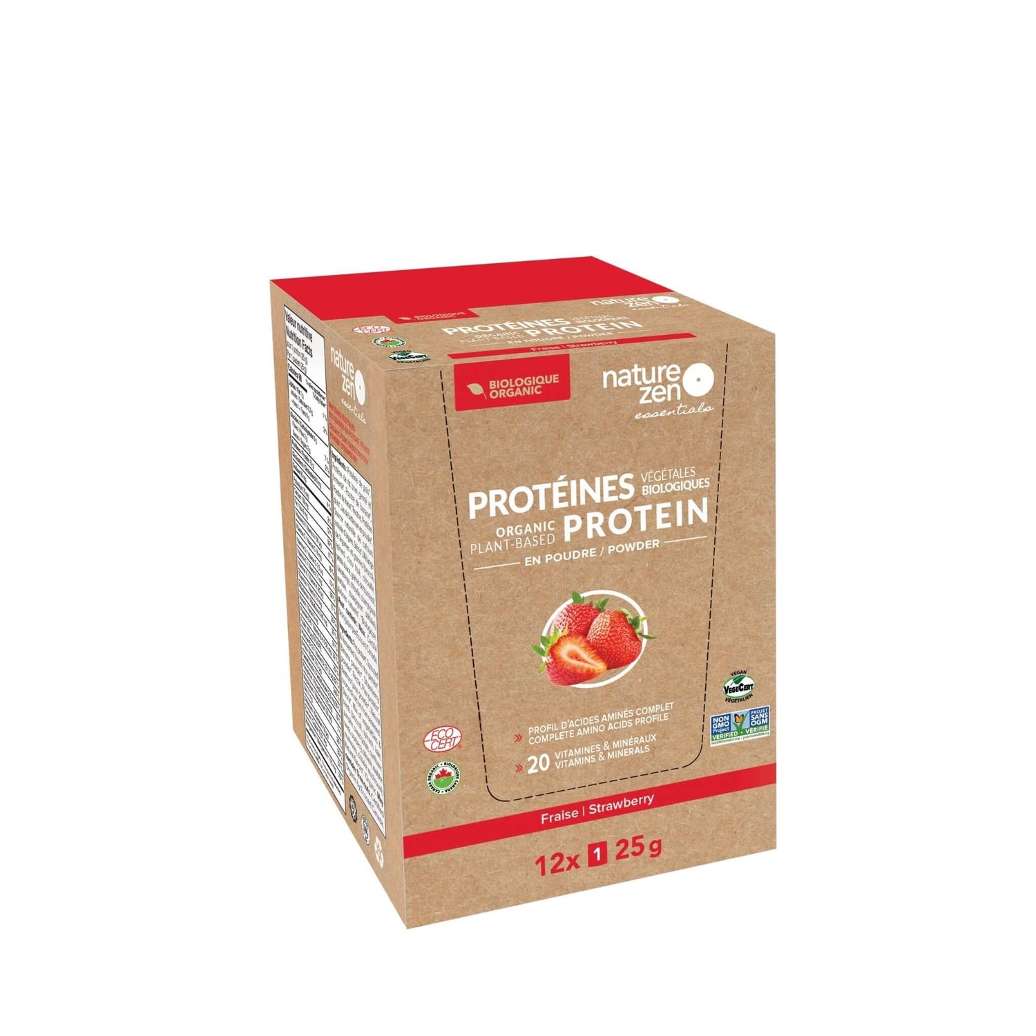 Nature Zen Essentials - Organic Plant-Based Strawberry Protein Powder (bag)