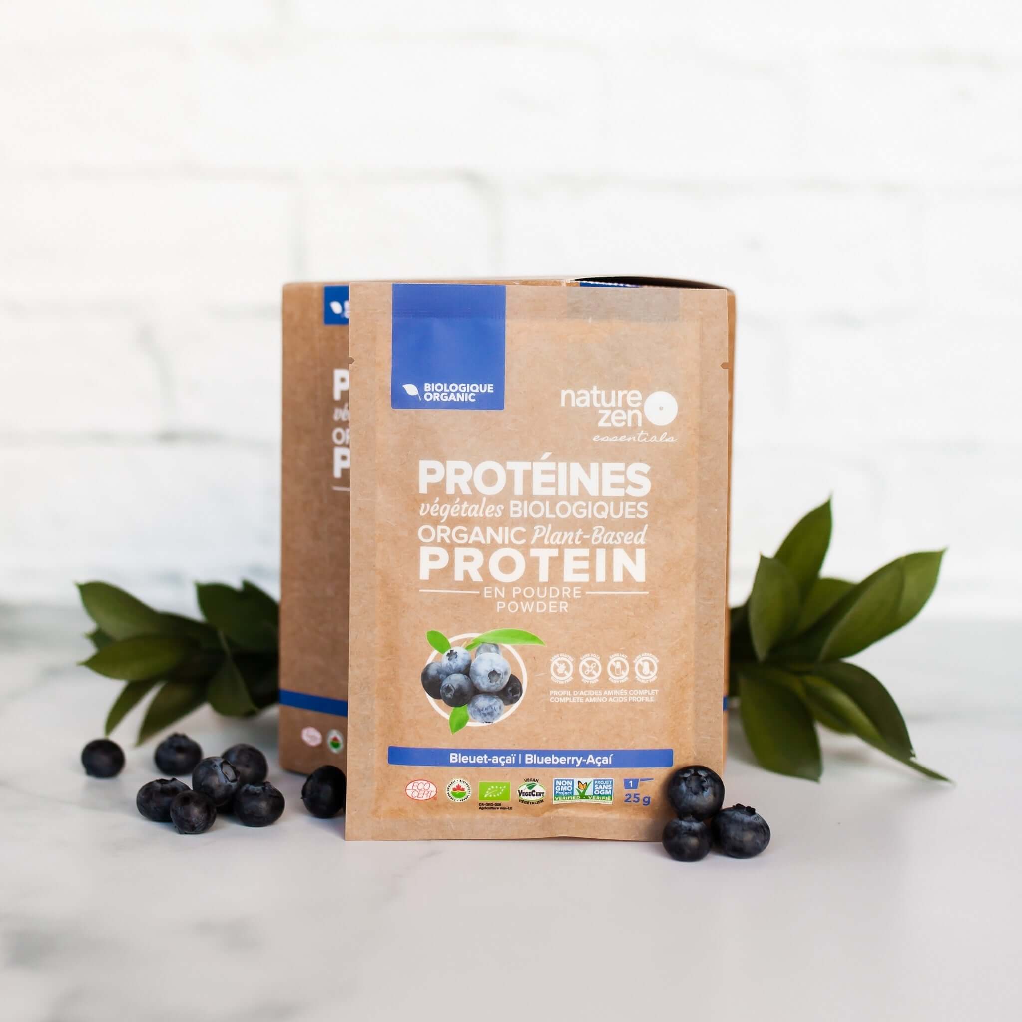  Nature Zen Essentials - Organic Plant-Based Blueberry-Açaï Protein Powder (travel box)