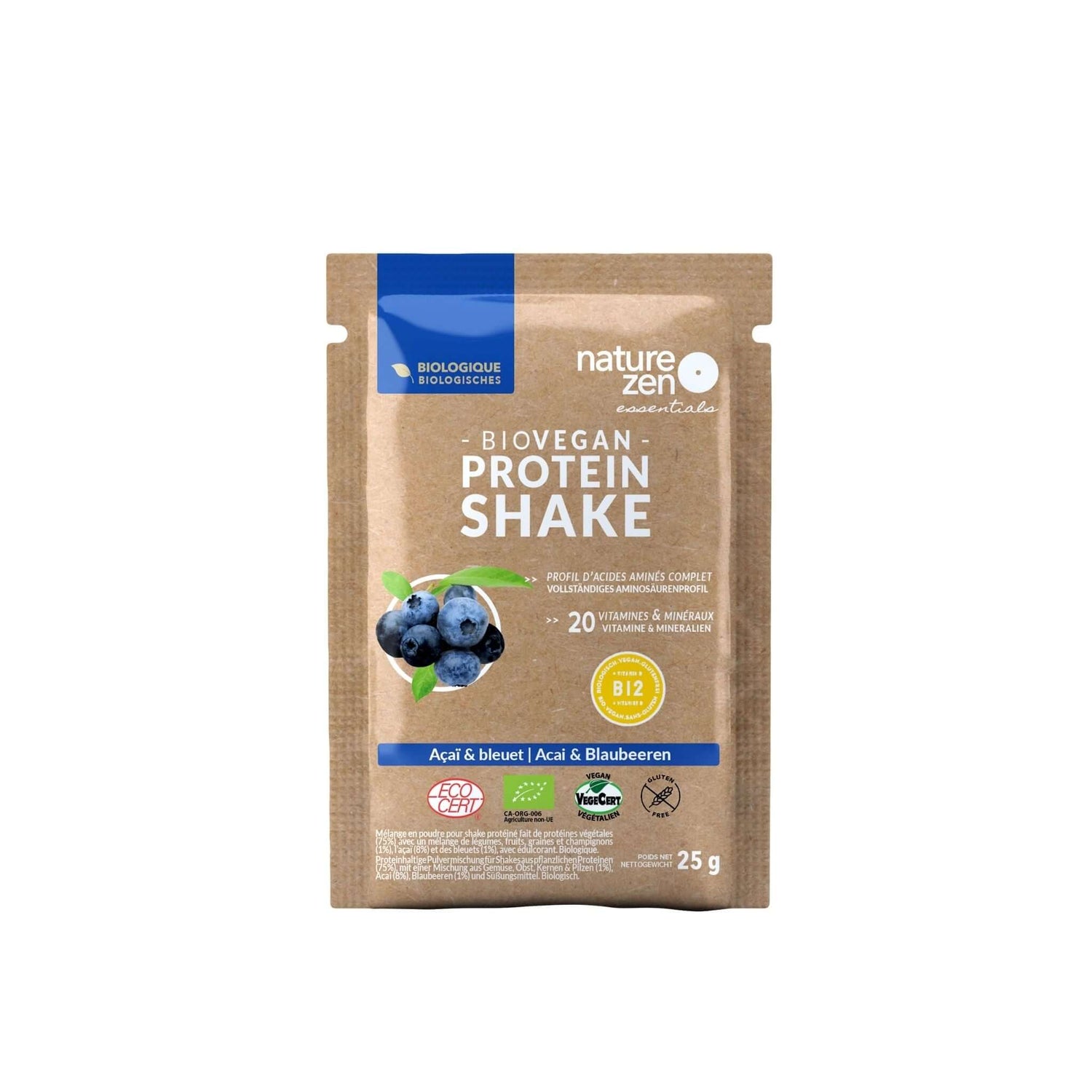 Nature Zen Essentials - Organic Plant-Based Blueberry-Açaï Protein Powder (bag)