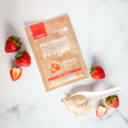 Nature Zen Essentials - Organic Plant-Based Strawberry Protein Powder (25g + strawberries)