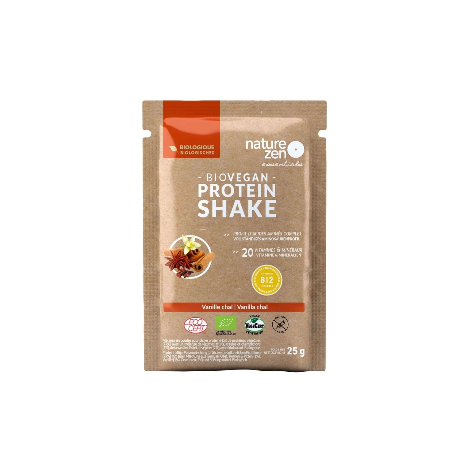 Nature Zen Essentials - Organic Vanilla Chaï Plant-Based Protein Powder (box)