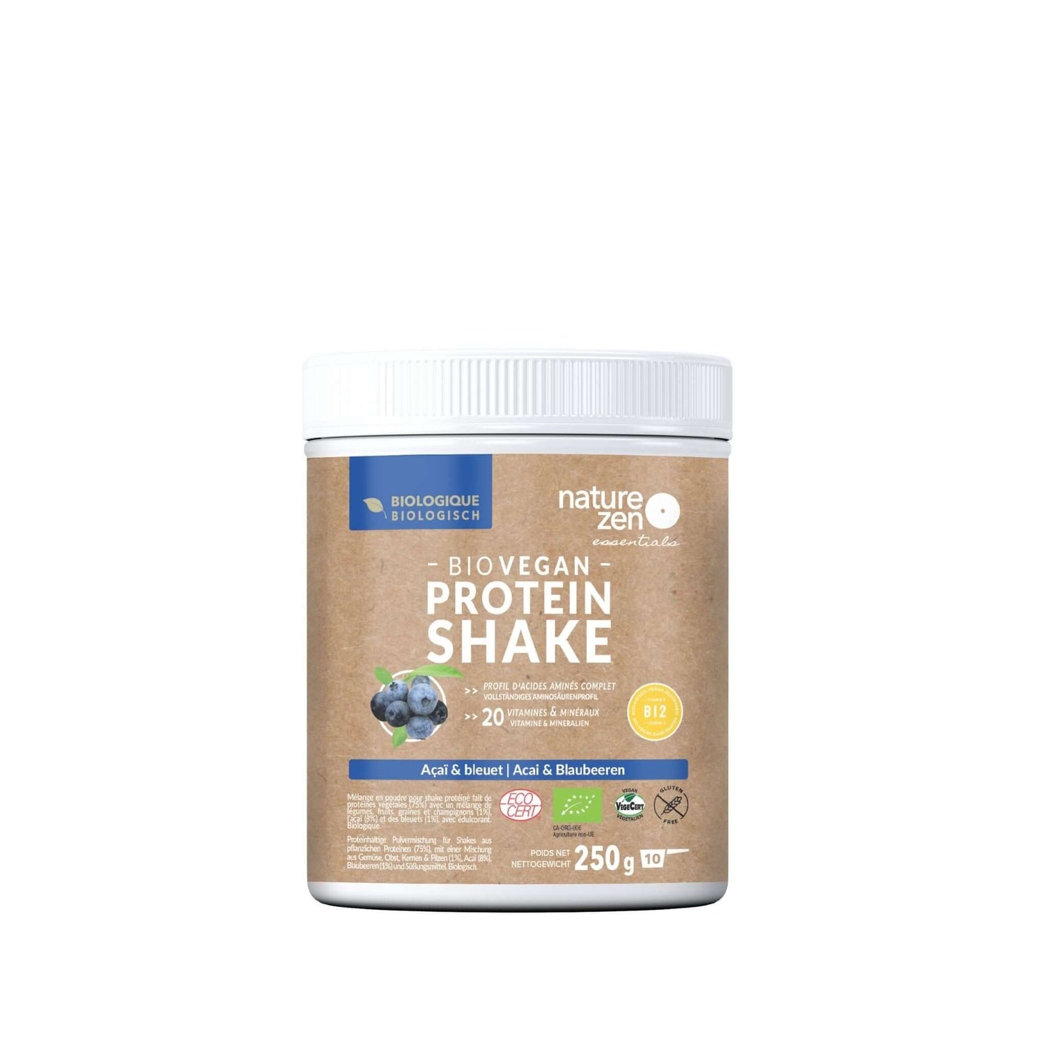 Nature Zen Essentials - Organic Plant-Based Blueberry-Açaï Protein Powder (250g)