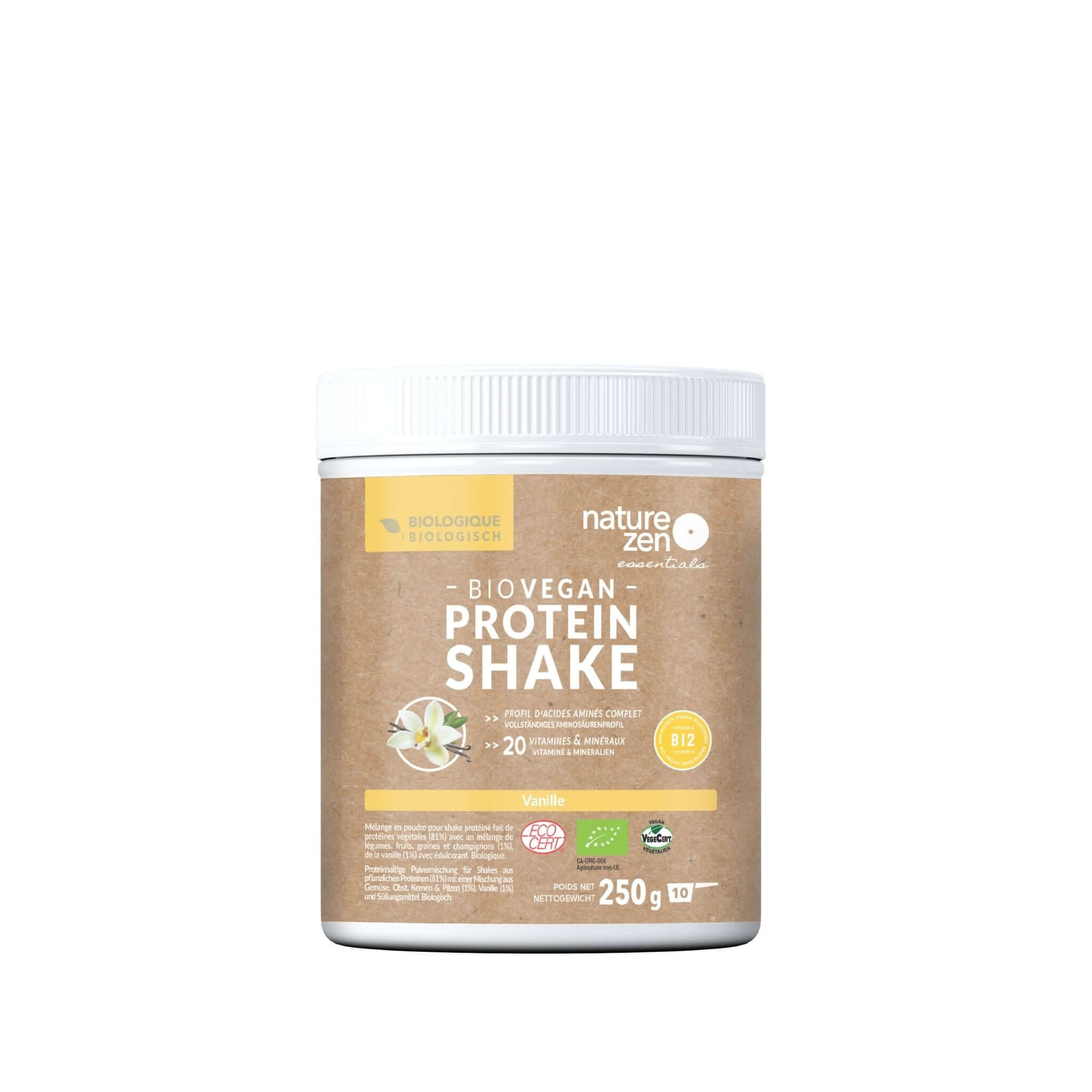 Nature Zen Essentials - Organic Plant-Based French Vanilla Protein Powder (250g mockup)