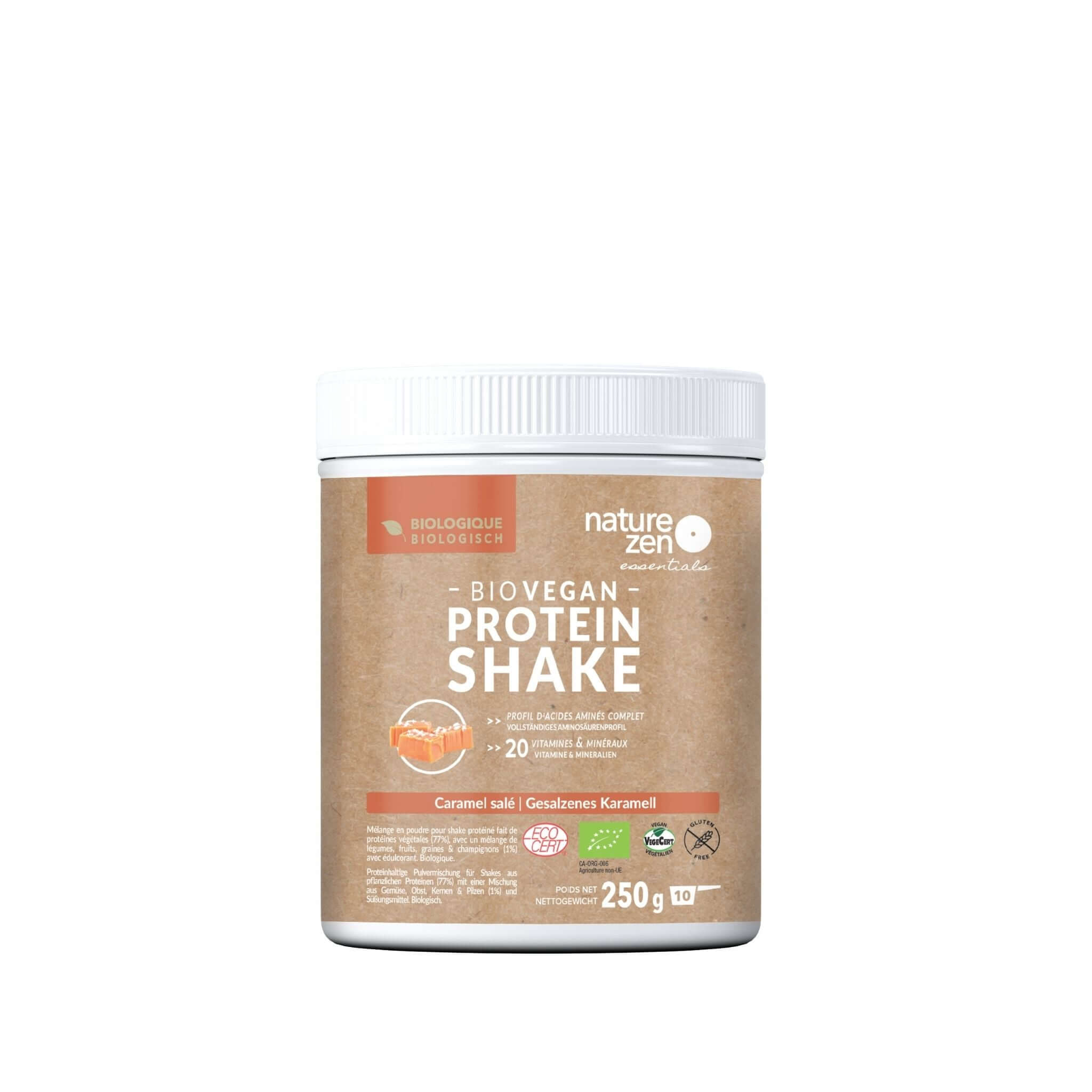 Nature Zen Essentials - Organic Plant-Based Salted Caramel Protein Powder (12 x 25g travelbox)