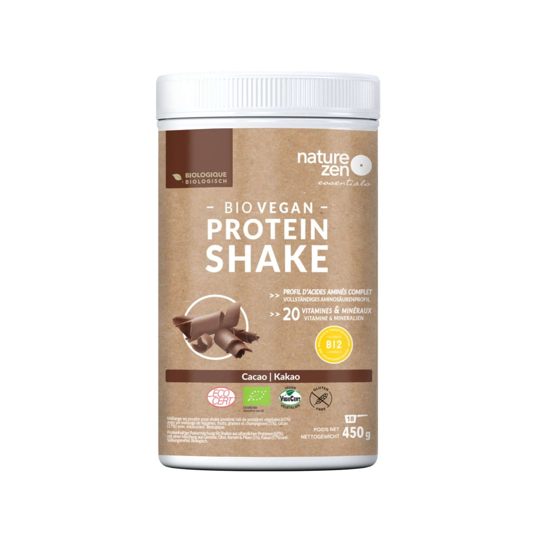 Nature Zen Essentials - Organic Plant-Based Chocolate Protein Powder (454g)