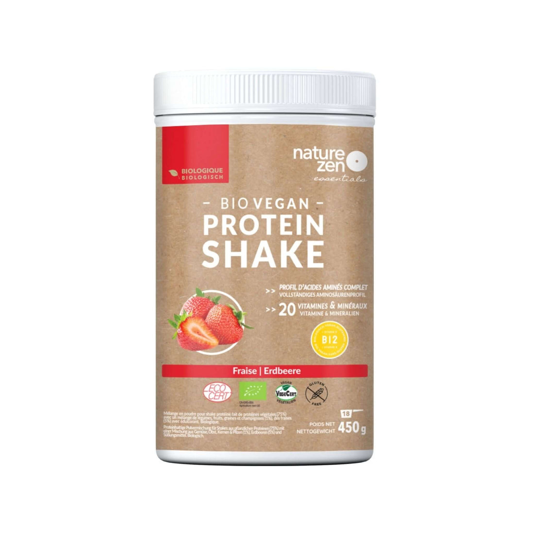 Nature Zen Essentials - Organic Plant-Based Strawberry Protein Powder (454g)