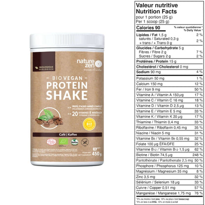 Nature Zen Essentials - Organic Plant-Based Coffee Protein Powder (Nutrition Facts)