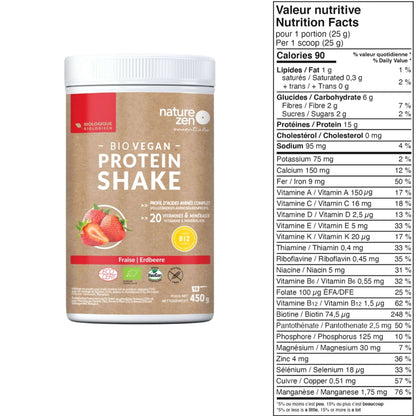  Nature Zen Essentials - Organic Plant-Based Strawberry Protein Powder (Nutrition facts)